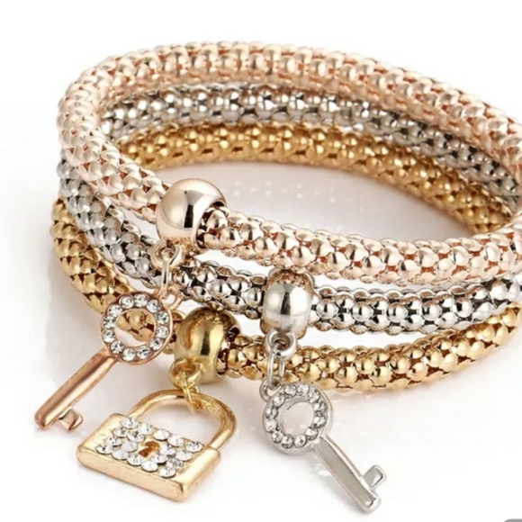 None Jewelry - 3 PC/Set Key Locks Bracelets